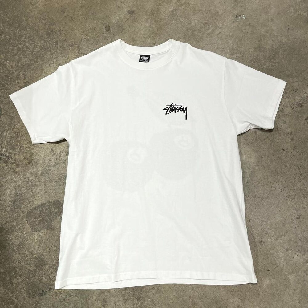 Stussy Men's White and Black T-shirt